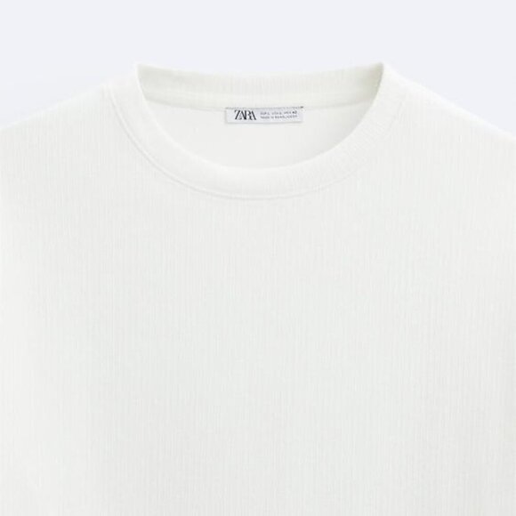 ZARA WHITE BRUSHED RIB T-SHIRT - Picture 7 of 7